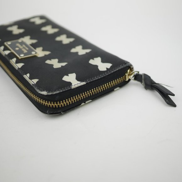 KATE SPADE New York wallet Black & beige bow print wallet full zip 7.5" x 4" - Picture 10 of 11